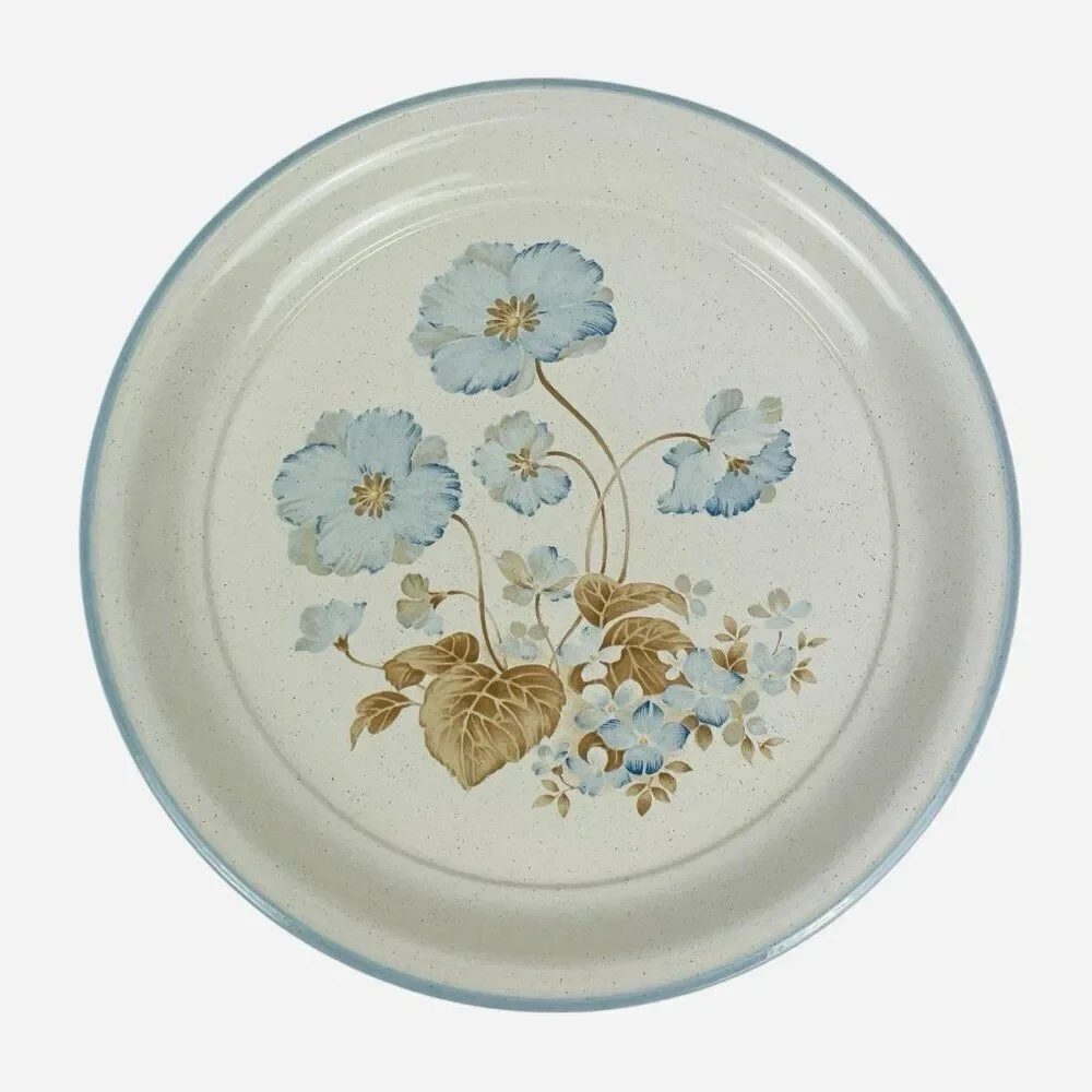 Nitto Overtones Bali Chop Plate Serving Platter Japan Blue Flowers Stoneware